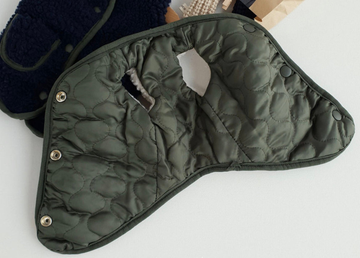 NKpup reversible olive green quilted bomber dog vest with snap buttons