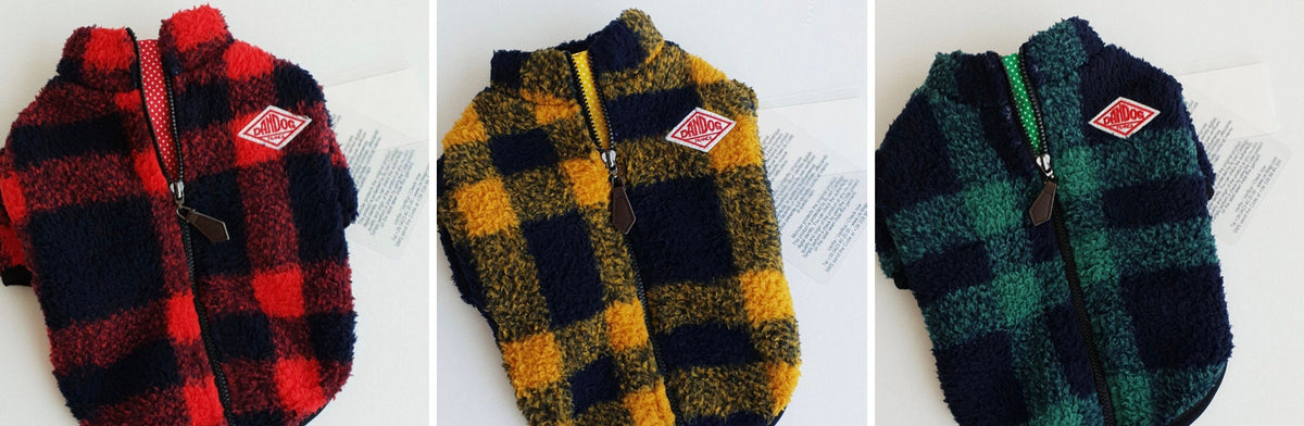 Checked Fleece Zip-Up Dog Sweater