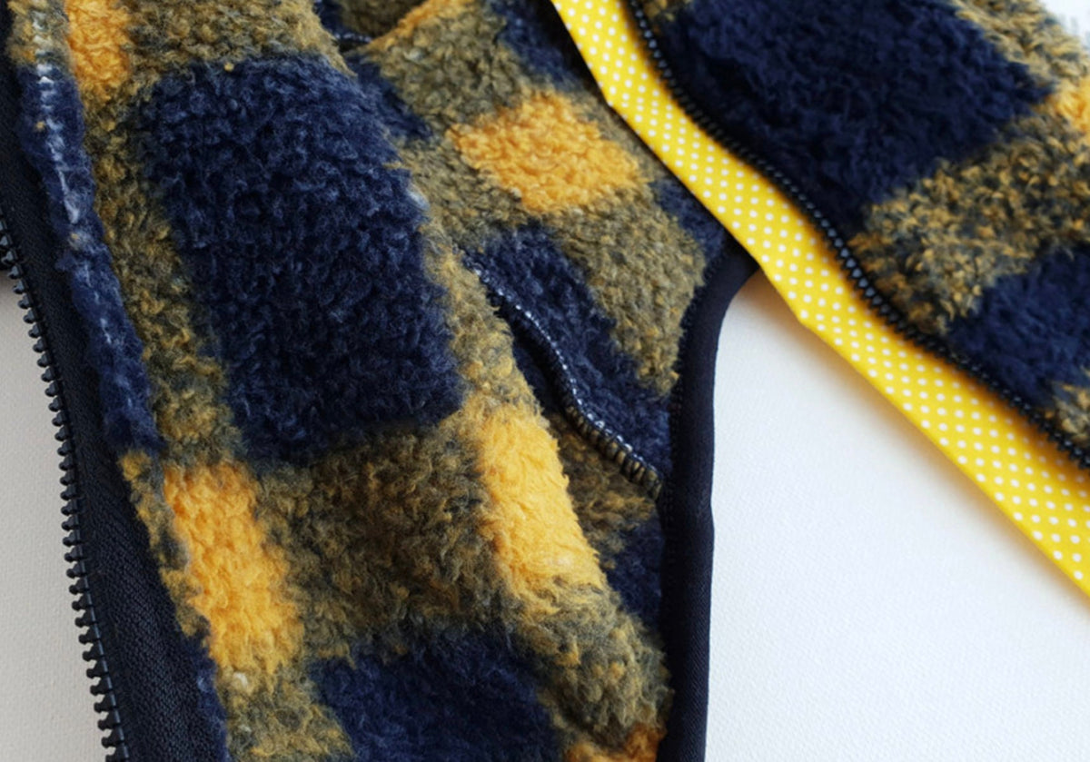 Checked Fleece Zip-Up Dog Sweater
