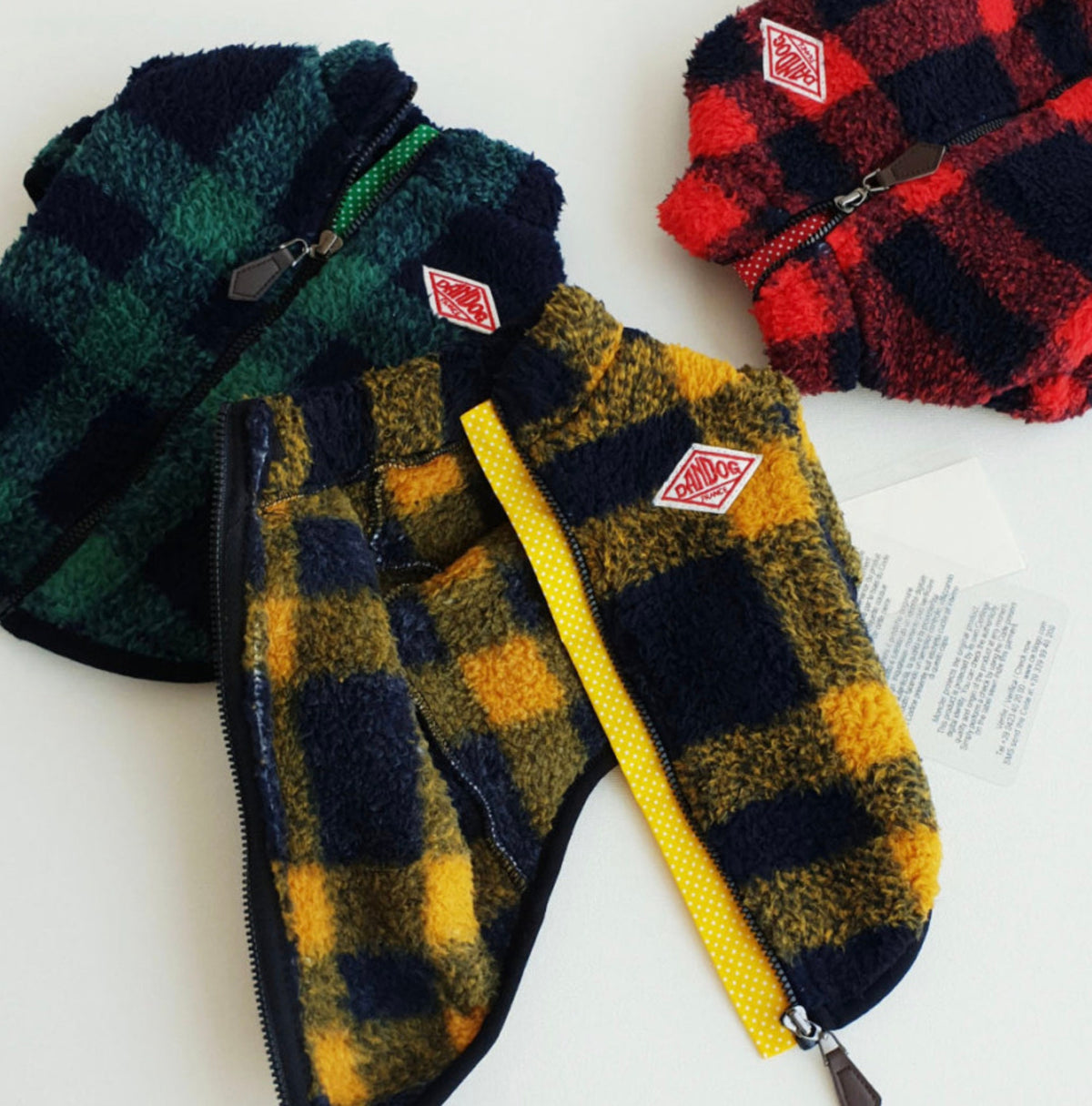 Checked Fleece Zip-Up Dog Sweater