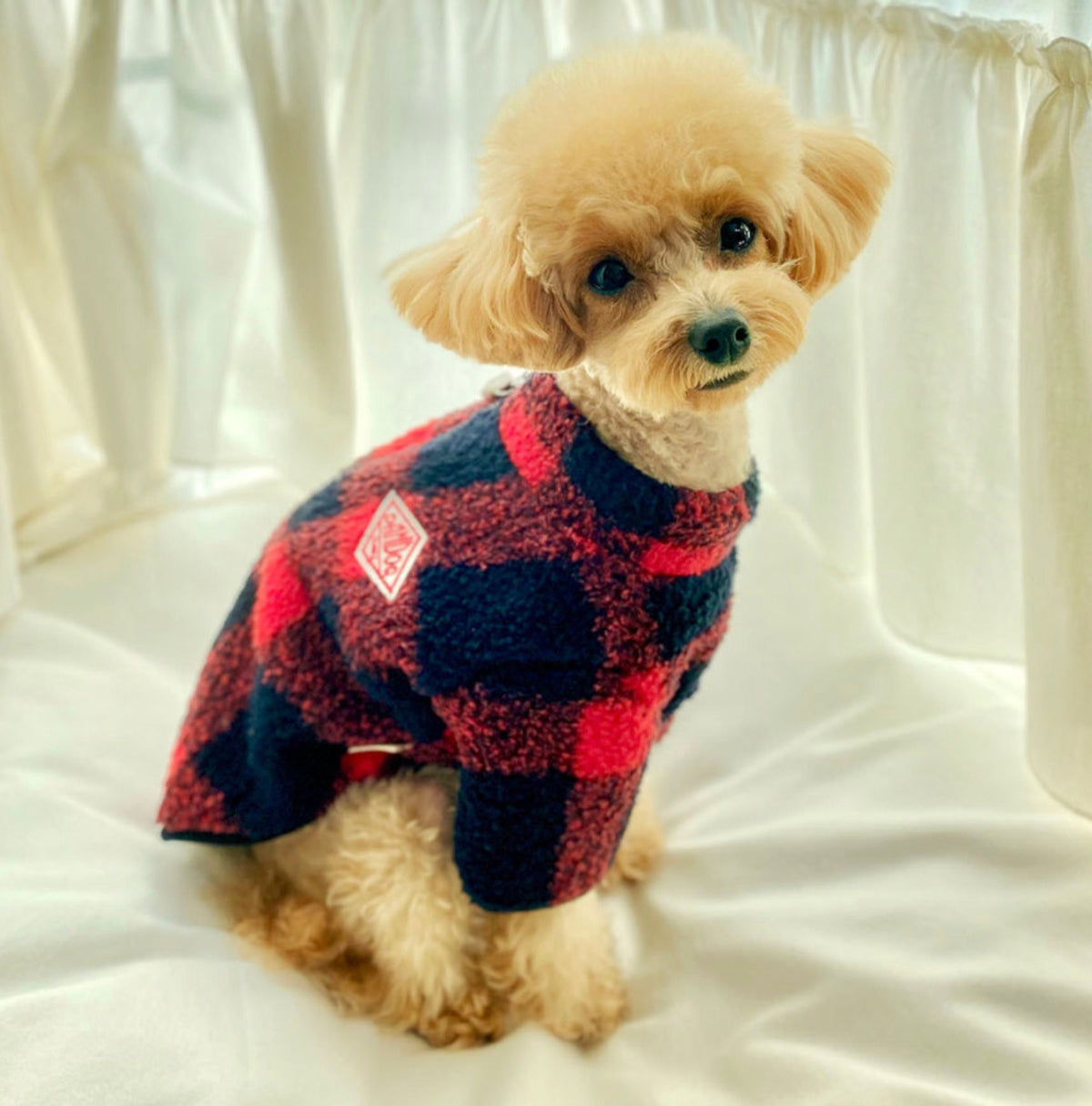 Checked Fleece Zip-Up Dog Sweater