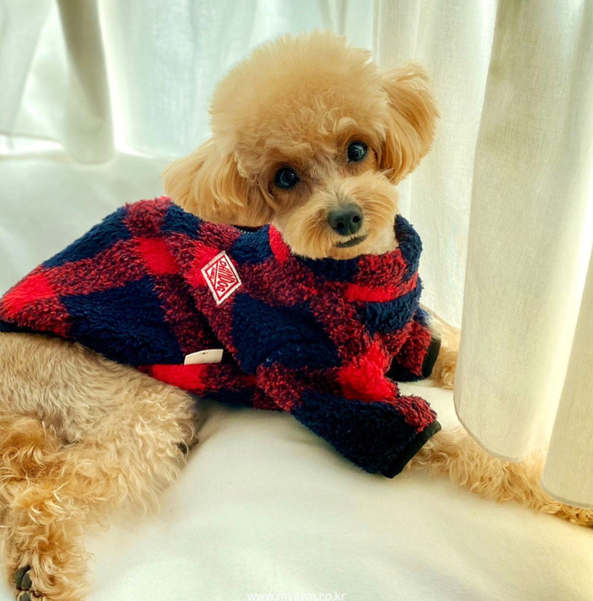 Checked Fleece Zip-Up Dog Sweater