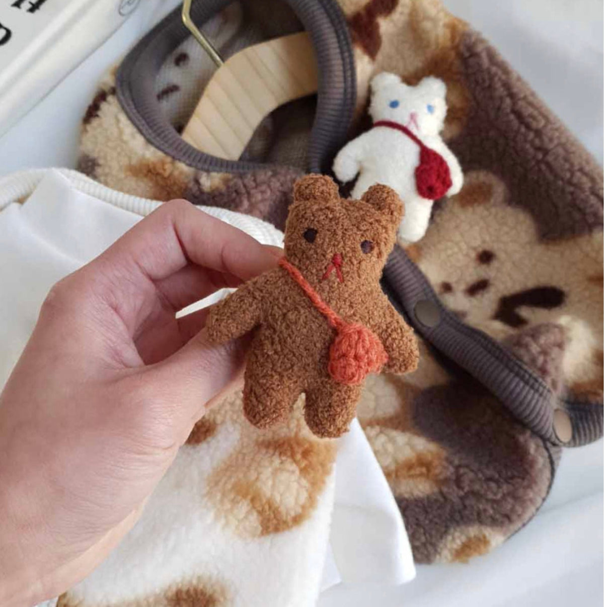 Brown bear pattern fleece dog vest by NKpup