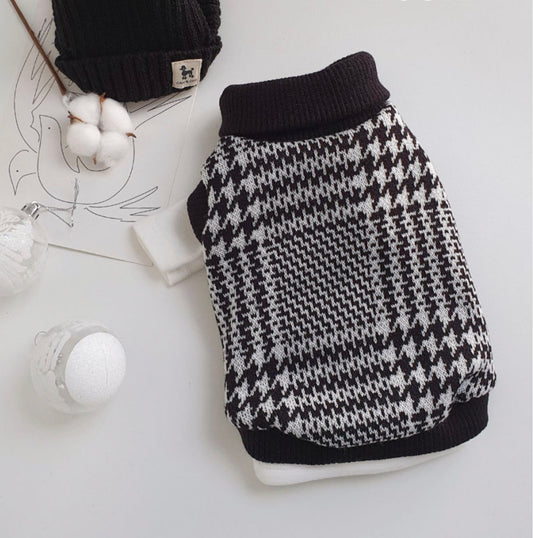 Houndstooth Knit Turtleneck