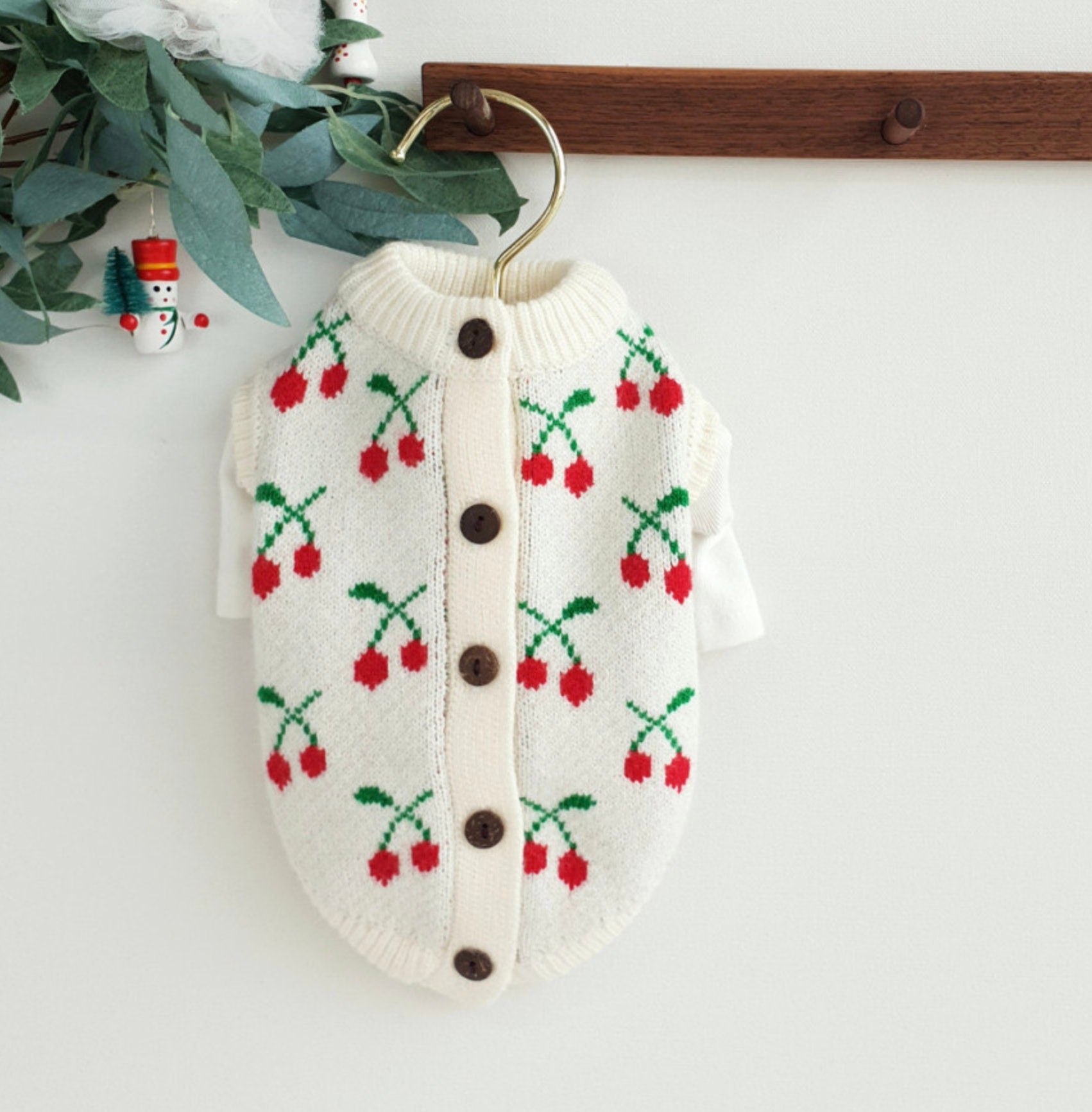 S-3XL, Christmas Cherry Knit Cardigan