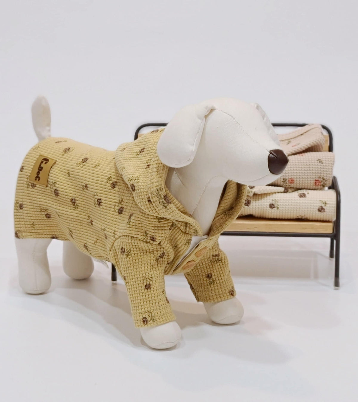 NKpup Floral Waffle Hoodie Pullover in yellow with a delicate flower pattern.