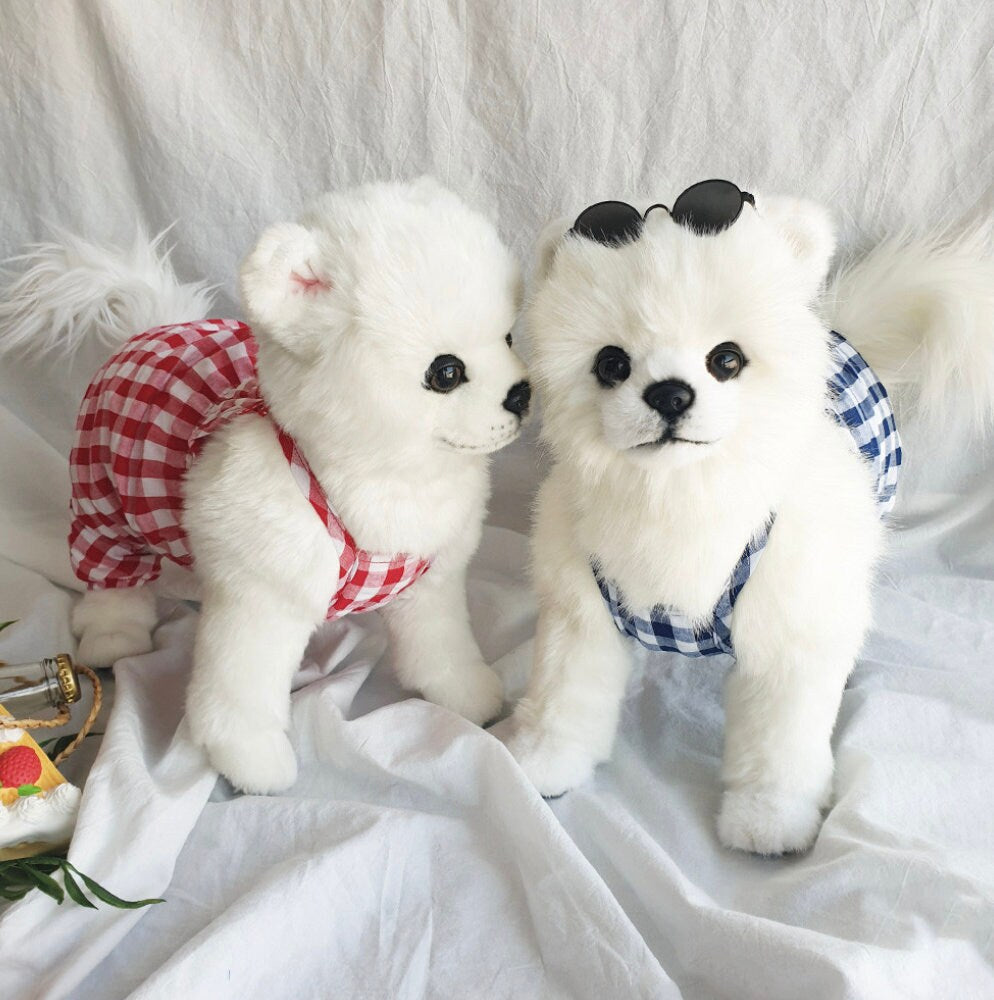 Gingham Ribbon Dog Overall
