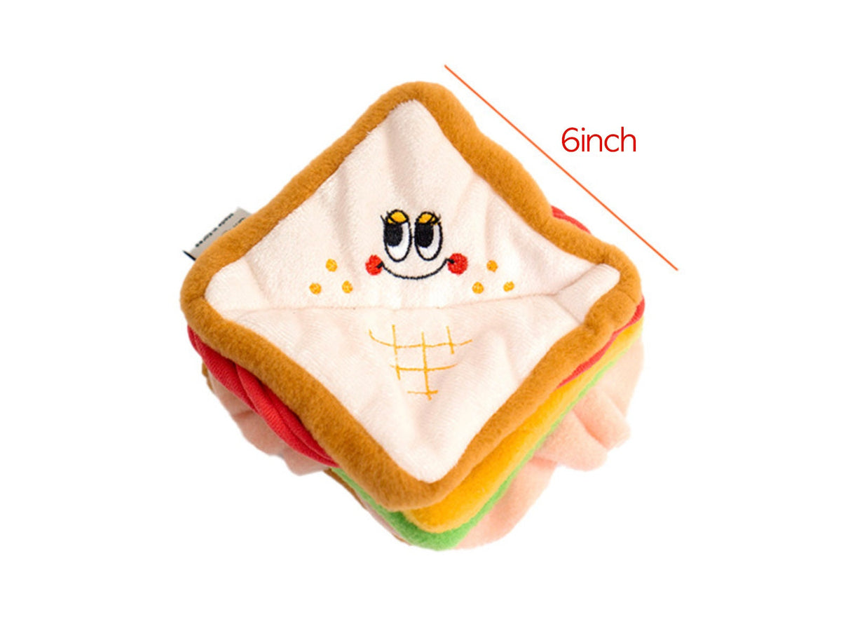 NKpup Snuffle Sandwich Dog Toy with cute face design and colorful fabric layers