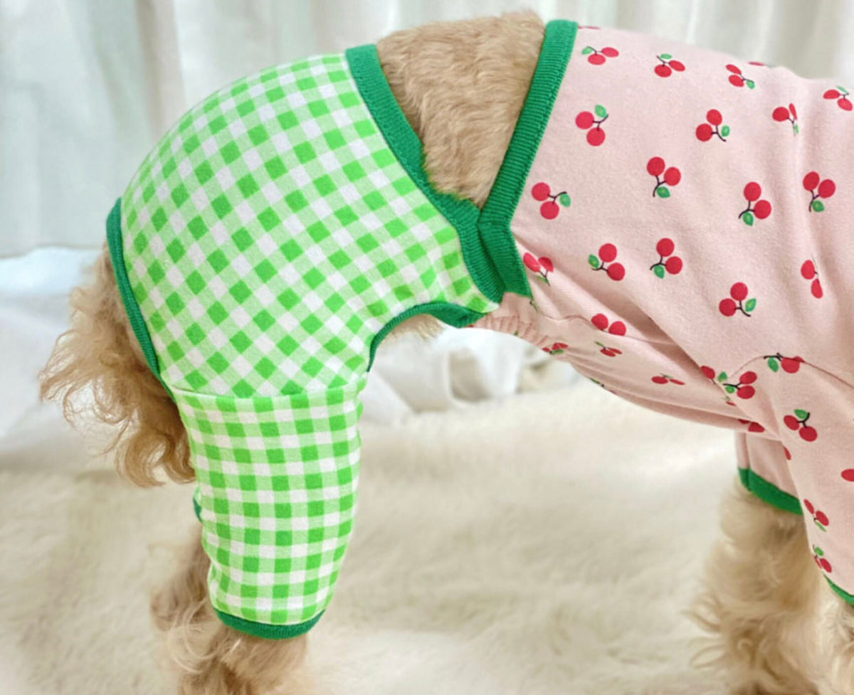 Gingham Dog Pajamas W/B