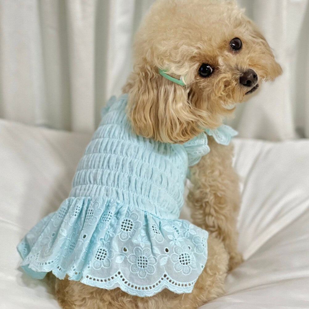 Eyelet Smocked Mini Dress