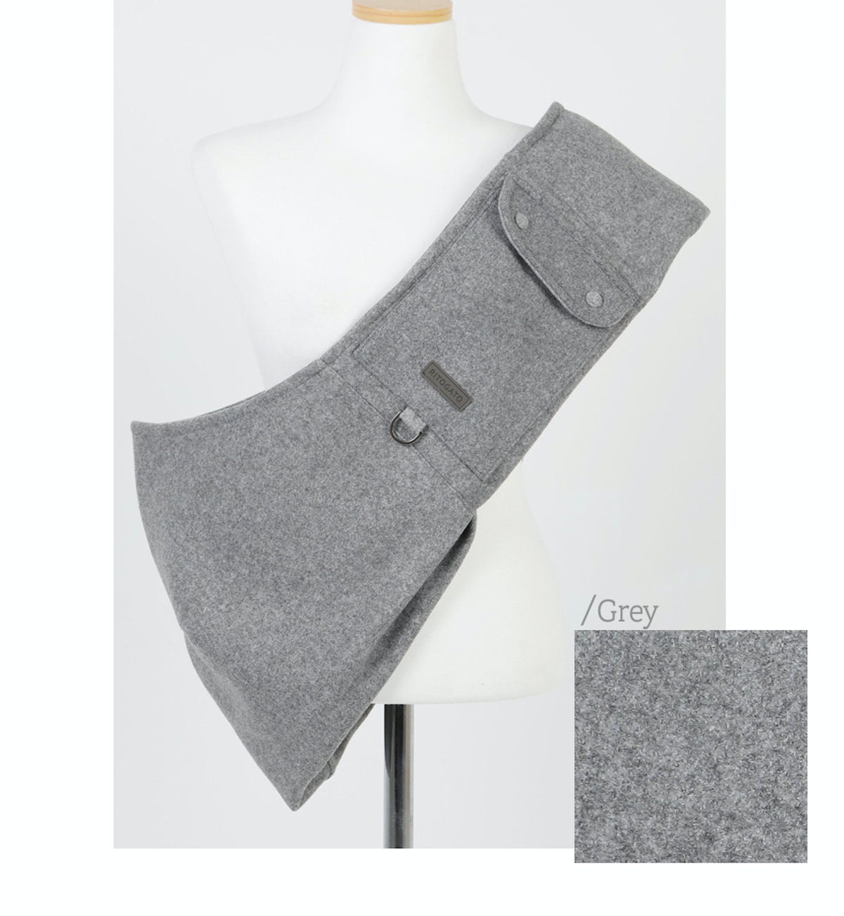 NKpup grey wool pet sling carrier with adjustable strap and pocket
