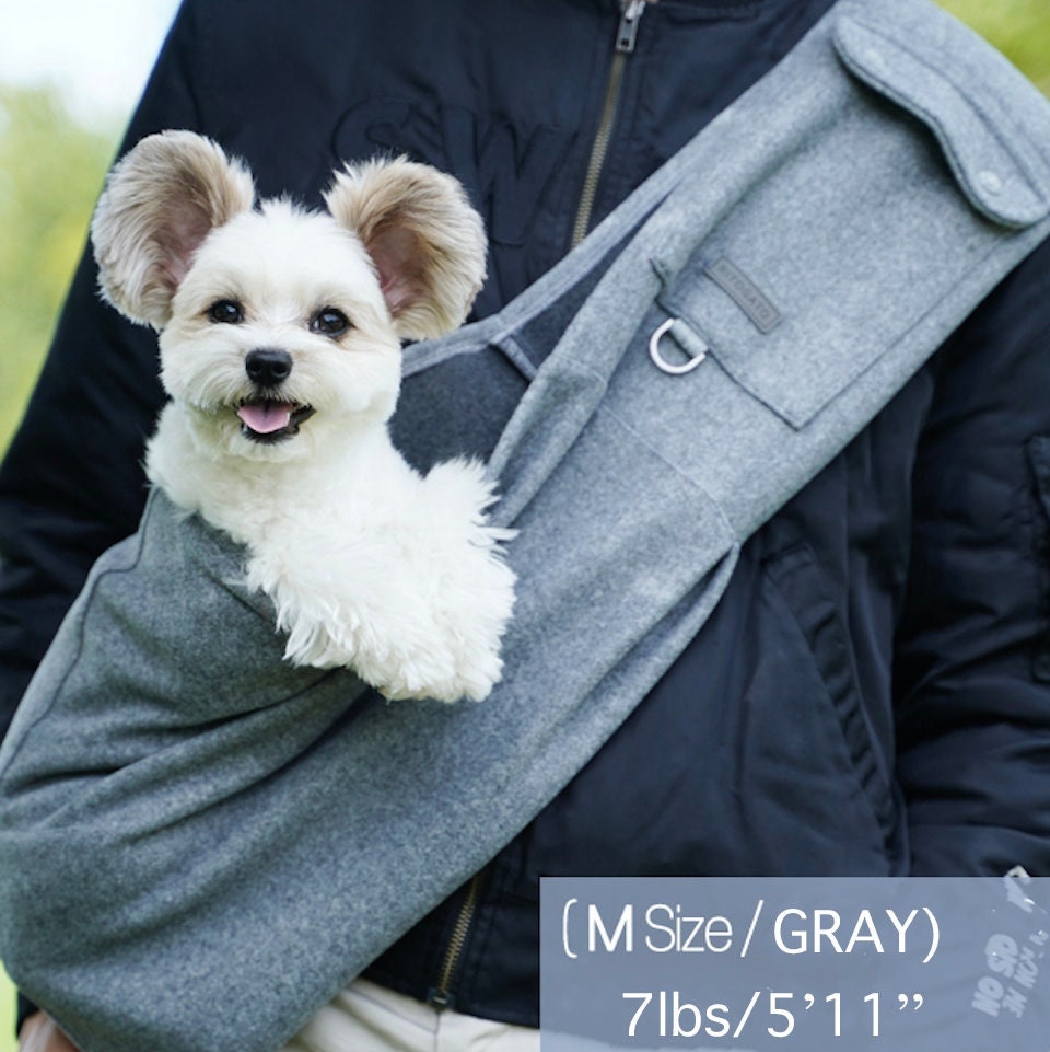 NKpup gray wool pet sling carrier