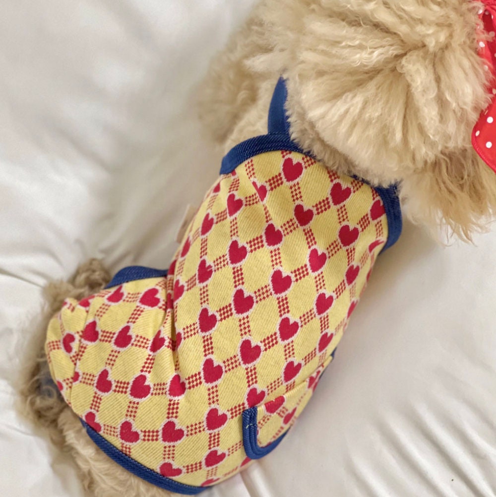 Heart Print Dog Suspender Overall