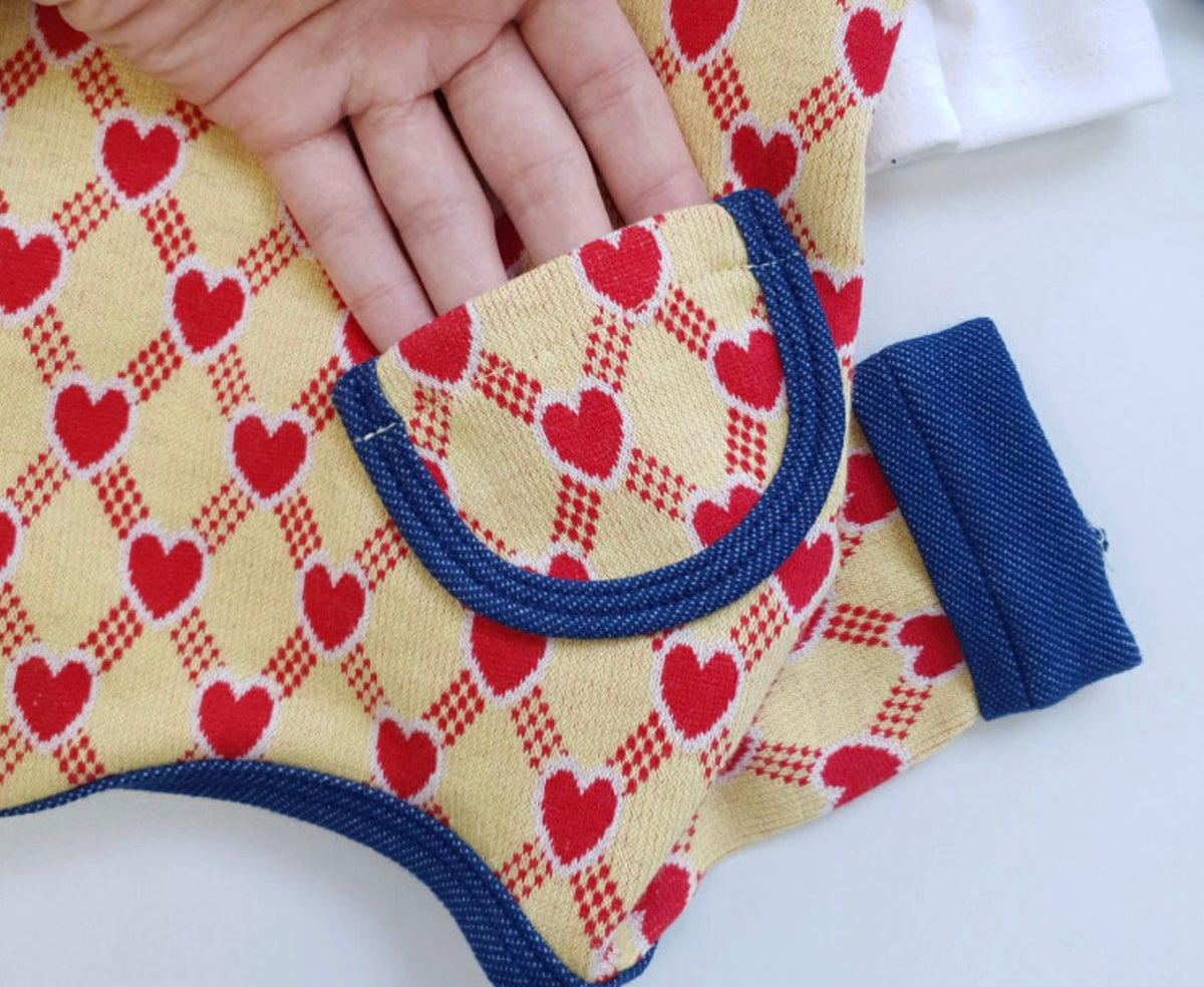 Heart Print Dog Suspender Overall