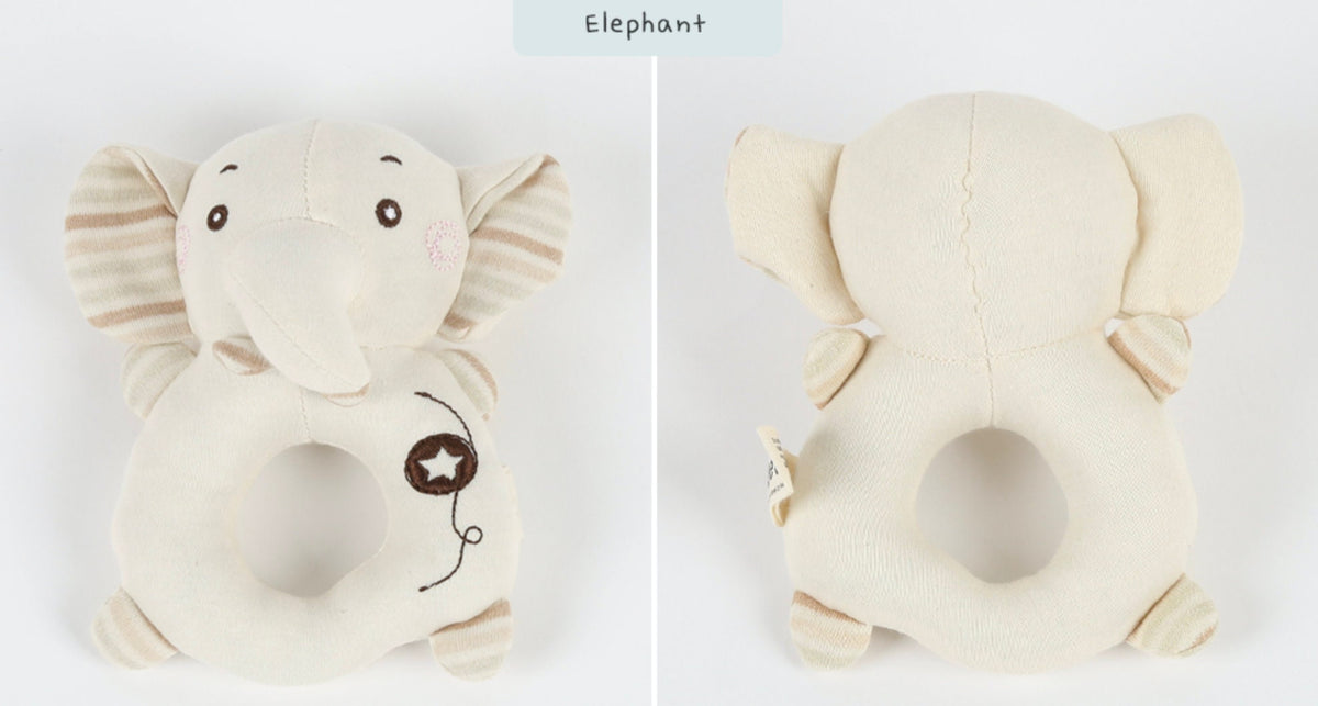 NKpup organic ring toy for pets featuring an elephant design in cream and tan colors.