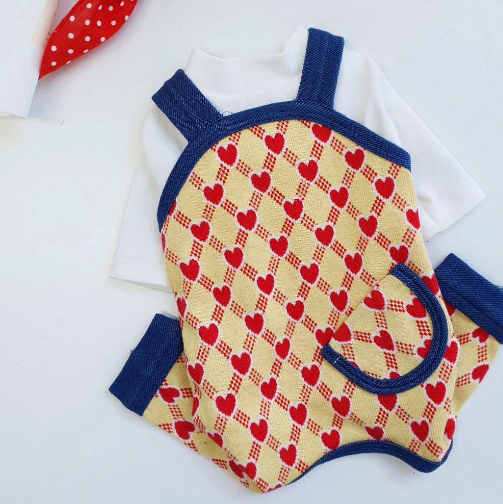 Heart Print Dog Suspender Overall
