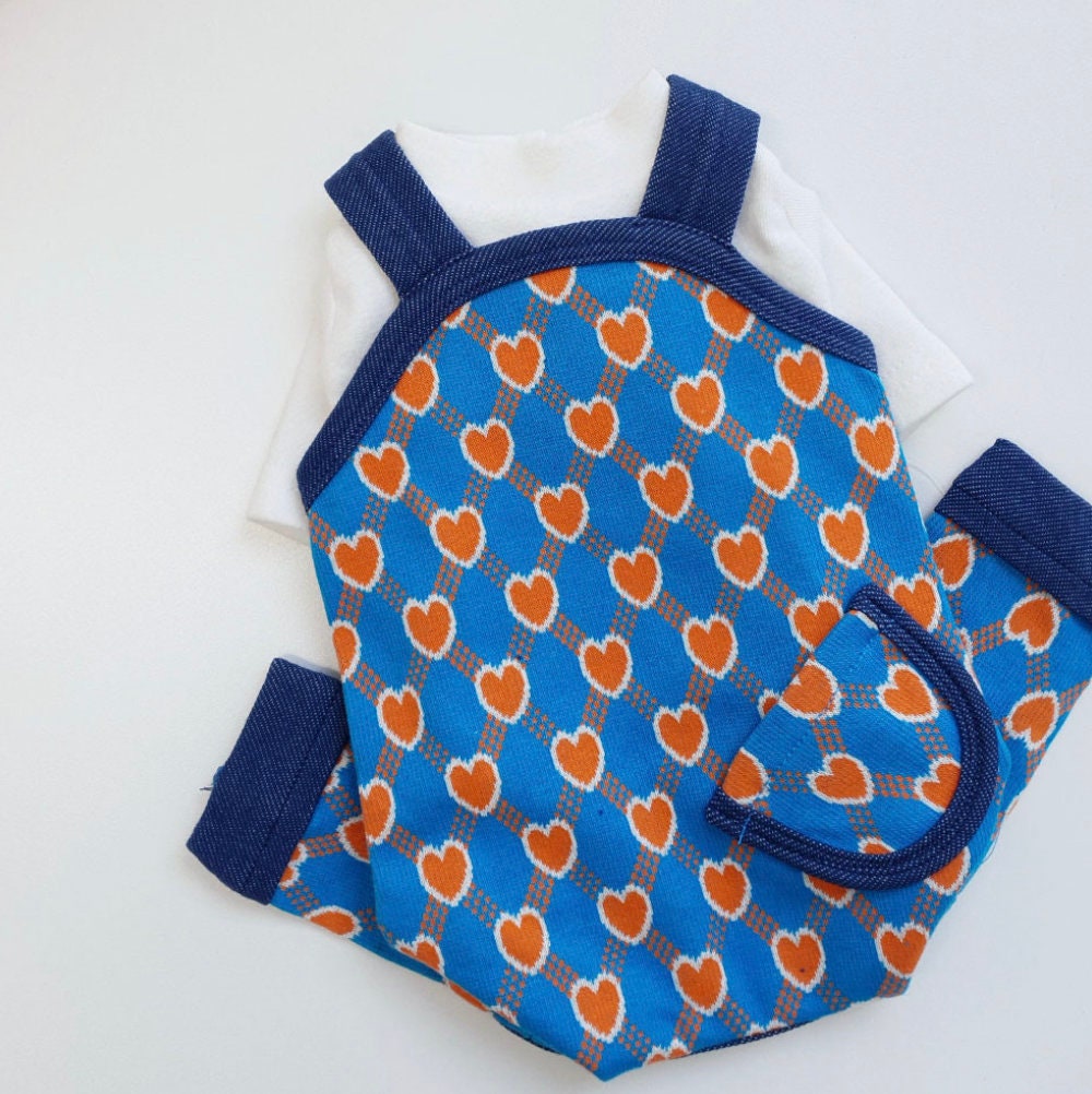 Heart Print Dog Suspender Overall