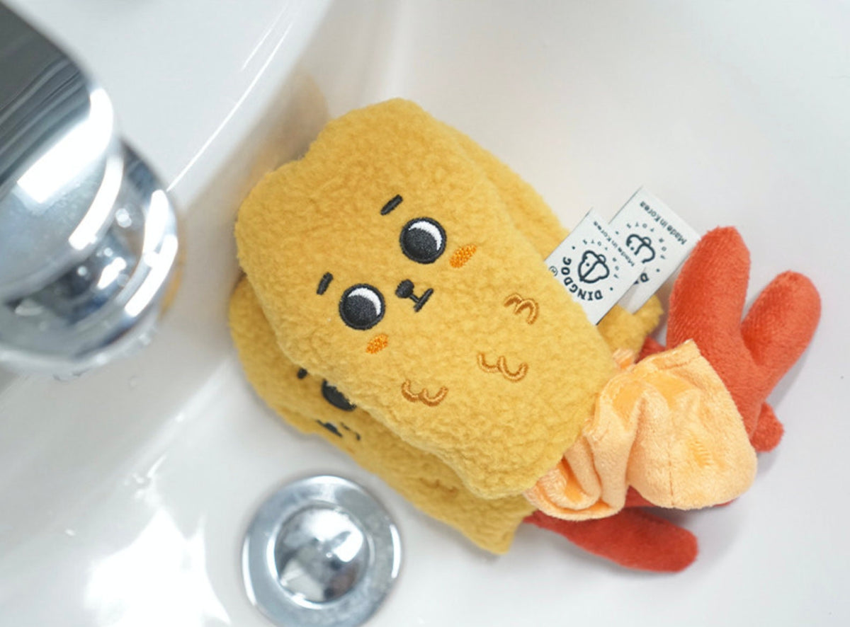 NKpup Snuffle Shrimp Tempura dog toy with plush texture and orange accents