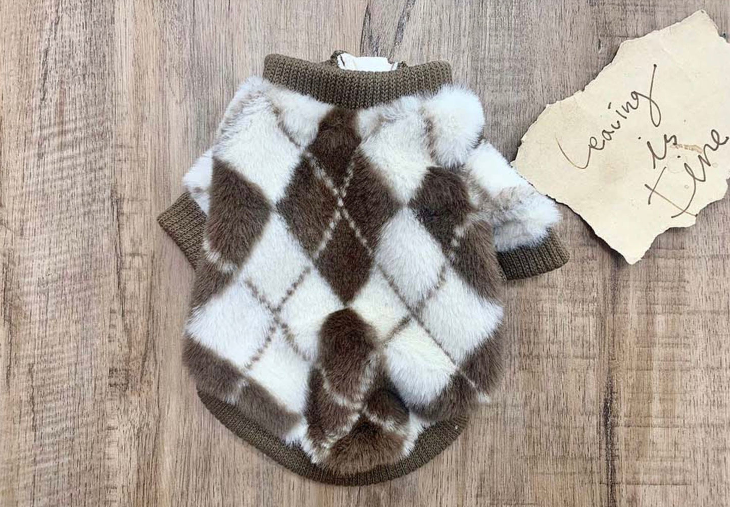 Plush argyle cardigan