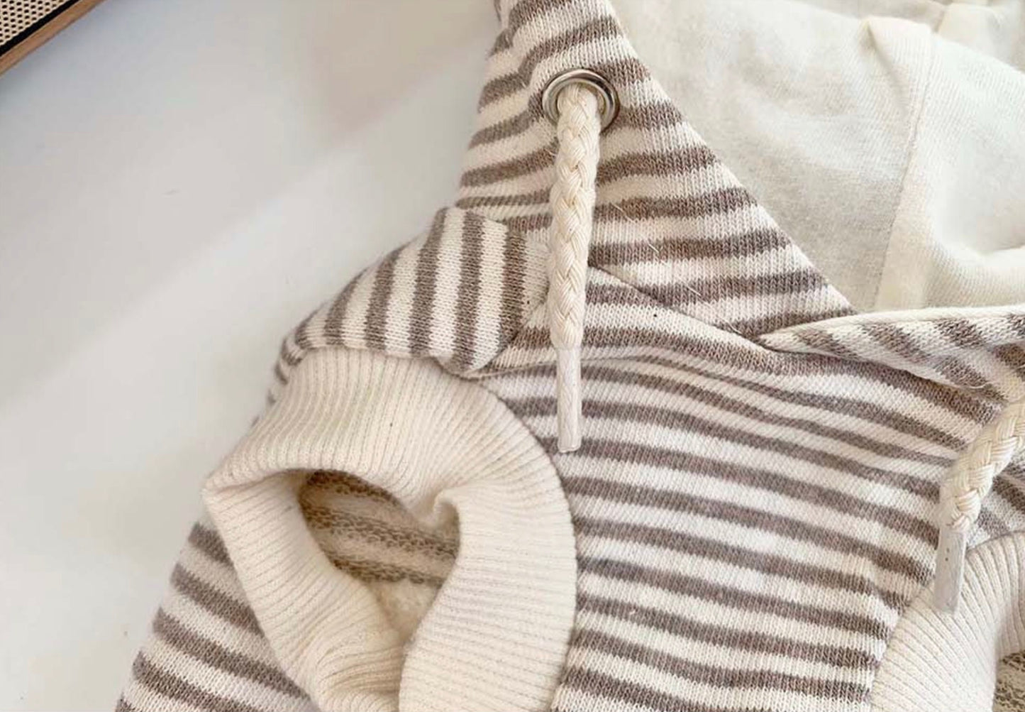 Cotton Striped Hoodie Pullover