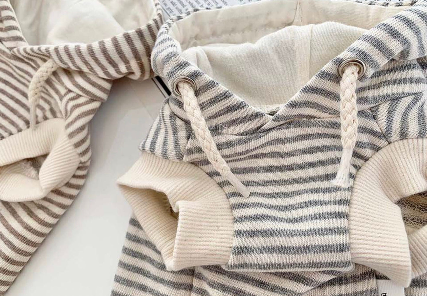 Cotton Striped Hoodie Pullover