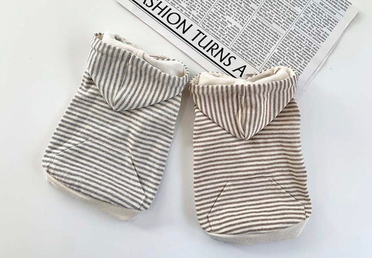 Cotton Striped Hoodie Pullover