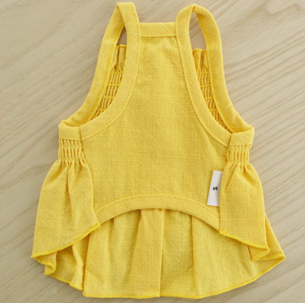Yellow Linen Daisy Smocked Dog Dress by NKpup