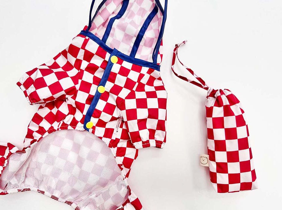 Red Gingham Raincoat for Dog