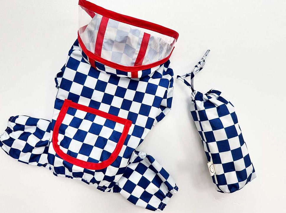 Red Gingham Raincoat for Dog