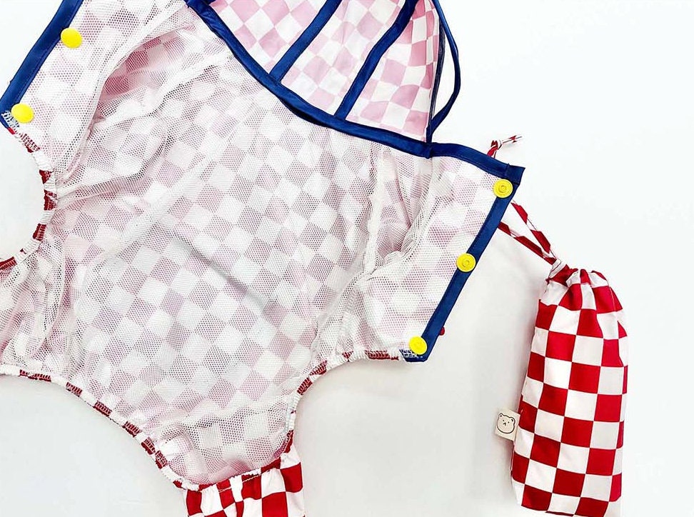 Red Gingham Raincoat for Dog