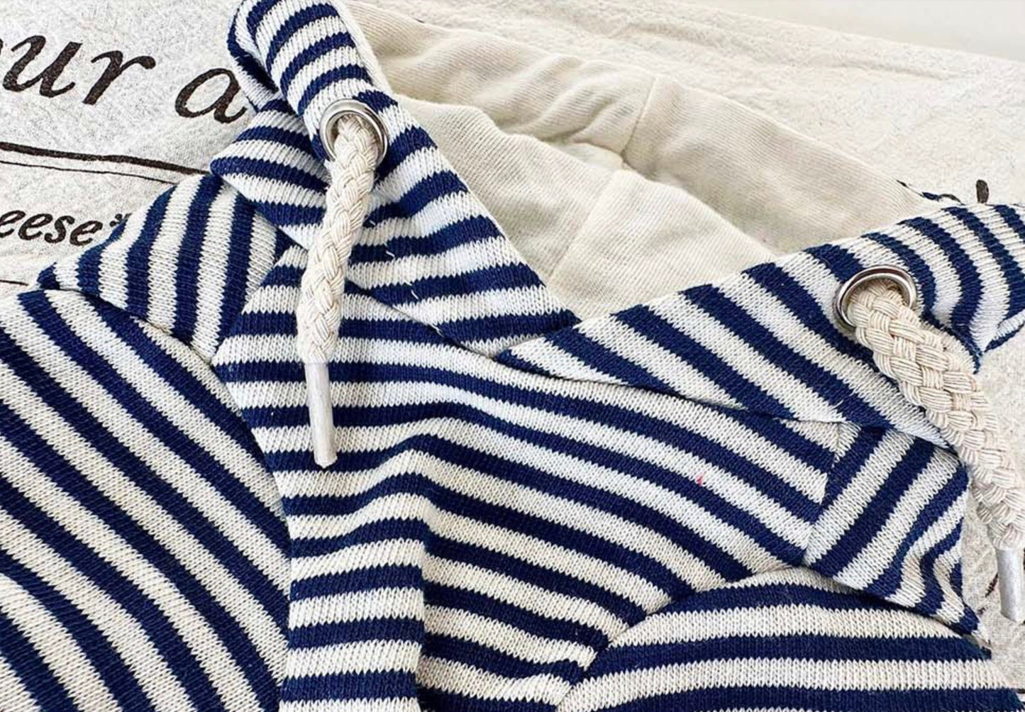 Cotton Striped Hoodie Sweatshirt