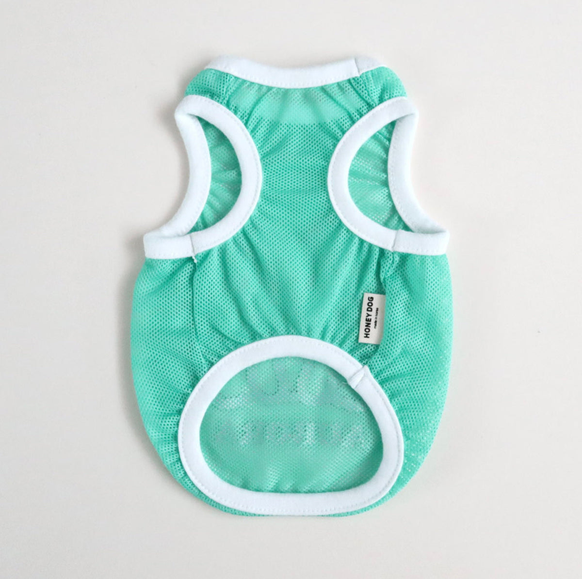 NKpup Aurora Mesh Sleeveless mint green dog vest with white trim