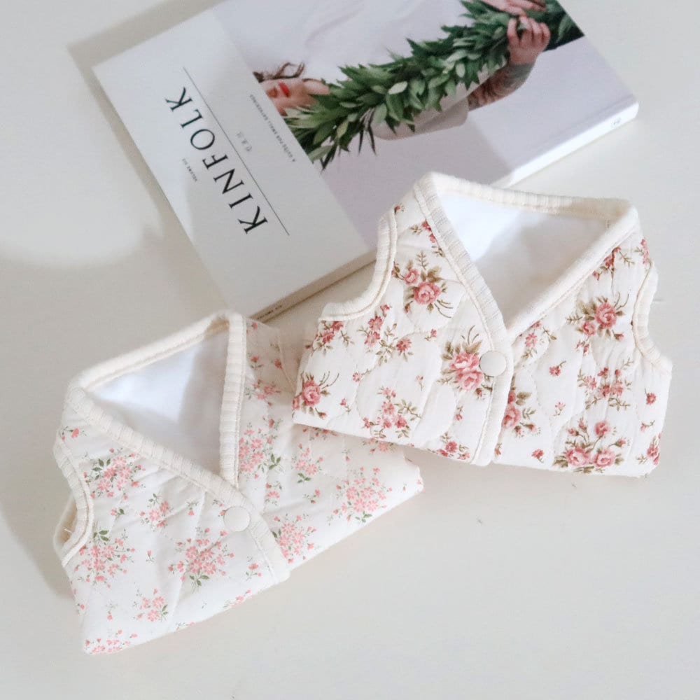 NKpup floral quilted dog vest in cream with pink rose pattern