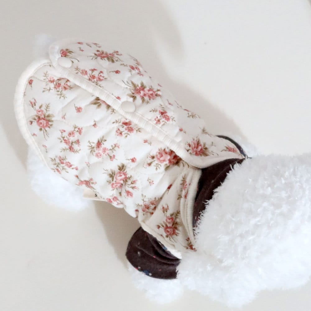 NKpup floral quilted dog vest with pink rose pattern