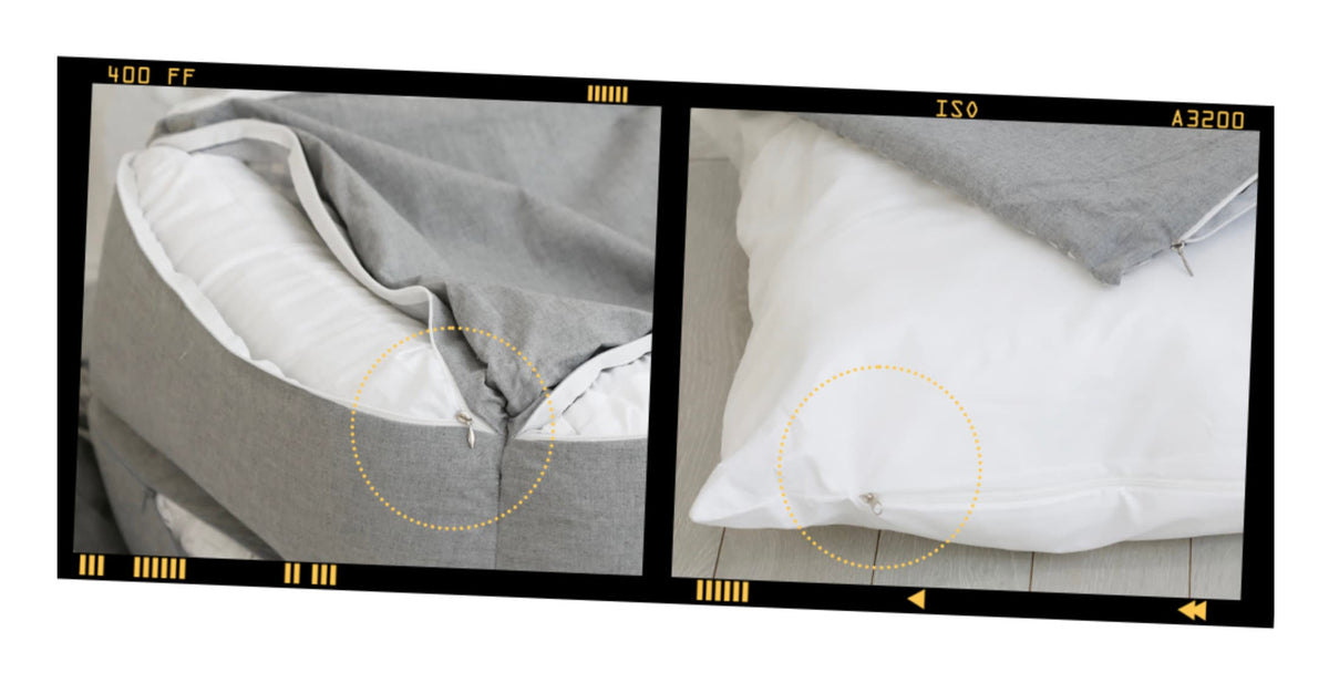 Close-up of the zipper detail on the NKpup Smart Linen-Cotton Pet Car Seat.