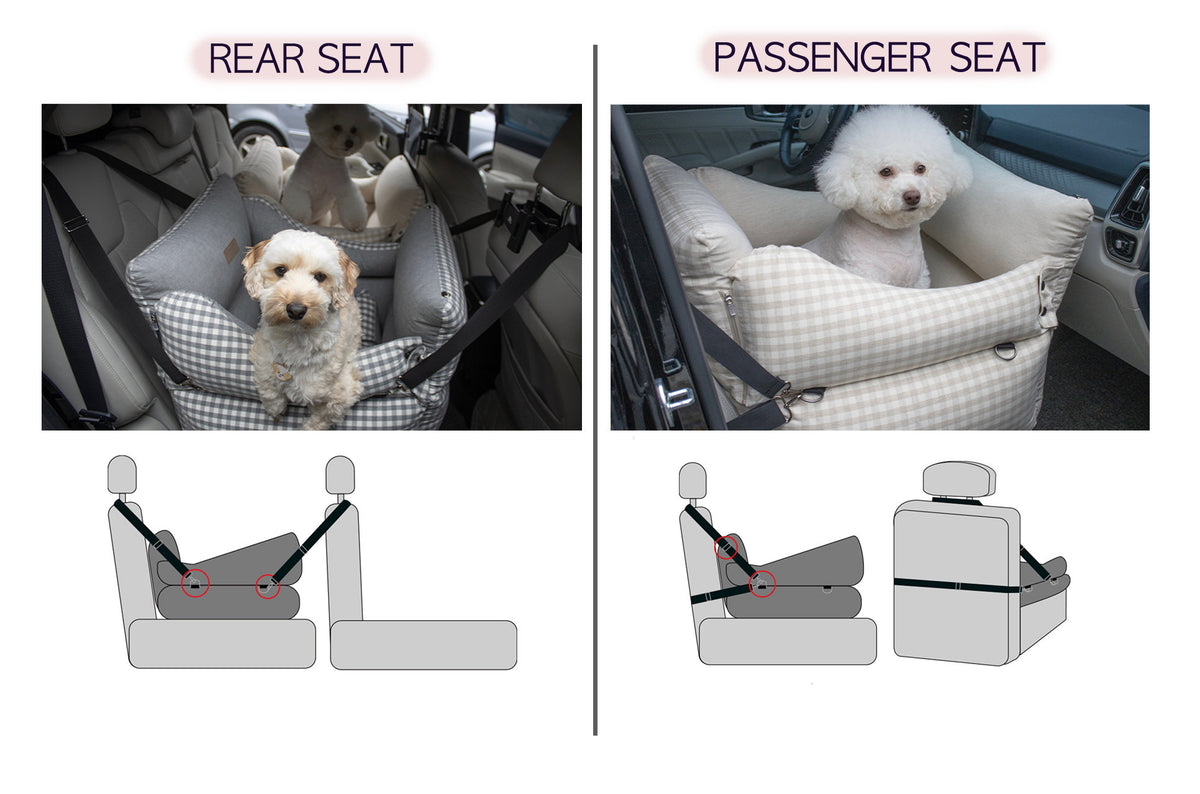NKpup Smart Linen-Cotton pet car seat in a light checkered pattern for rear and passenger seats.