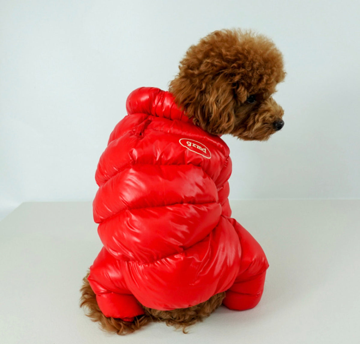 NKpup lightweight padded red dog jacket with quilted design
