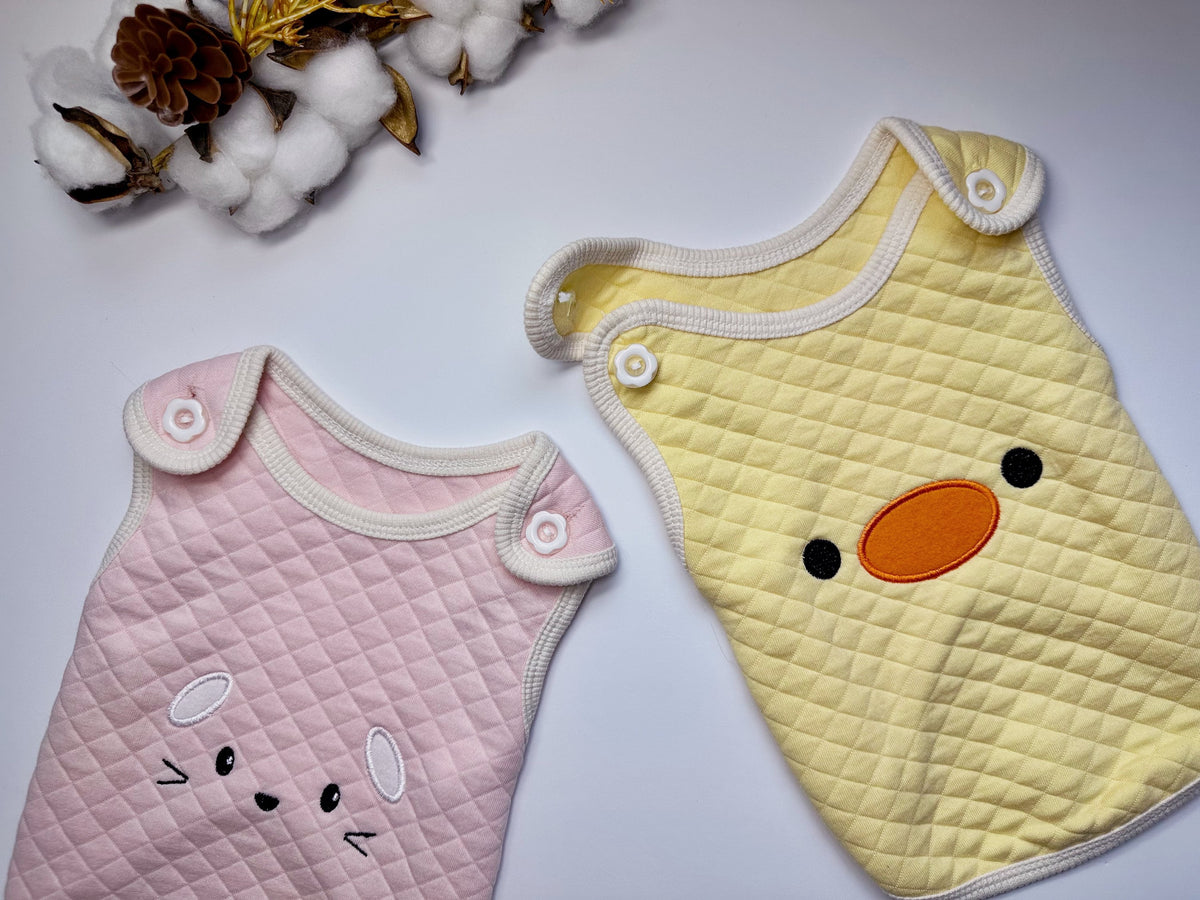NKpup Zoo Cotton Quilted Dog Vest in pink bunny and yellow chick designs