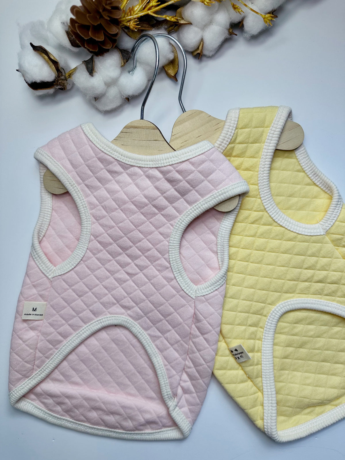 Zoo Cotton Quilted Dog Vest in pink and yellow